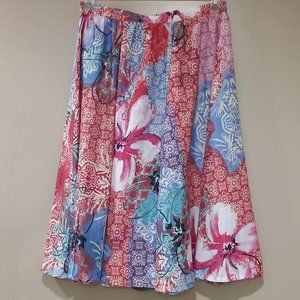 Flint & Moss Skirt Midi Floral Size M Lightweight Colorful